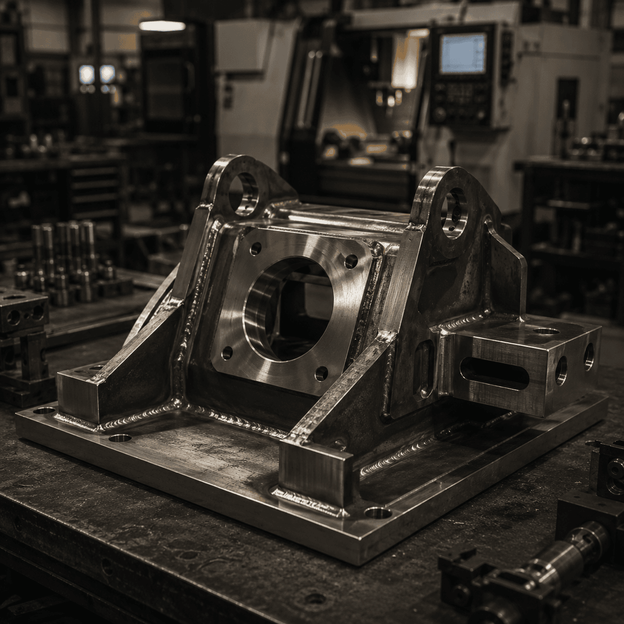 Custom machined component after machining operations